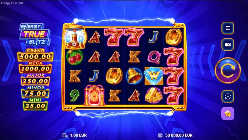 Energy True Blitz - game screen with 6x4 reels